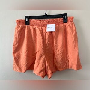 American Eagle Outfitters High Waist Orange Shorts‎ Women L Smocked Waist New